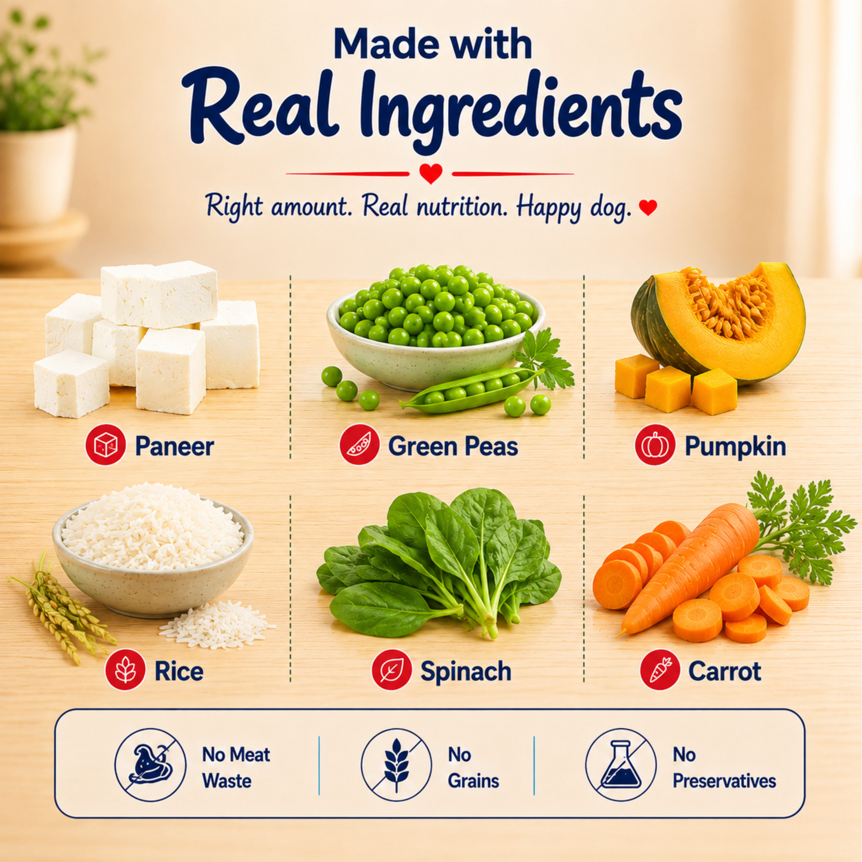 Paneer, Veggies & Rice | Healthy Fresh Vegetarian Dog Food