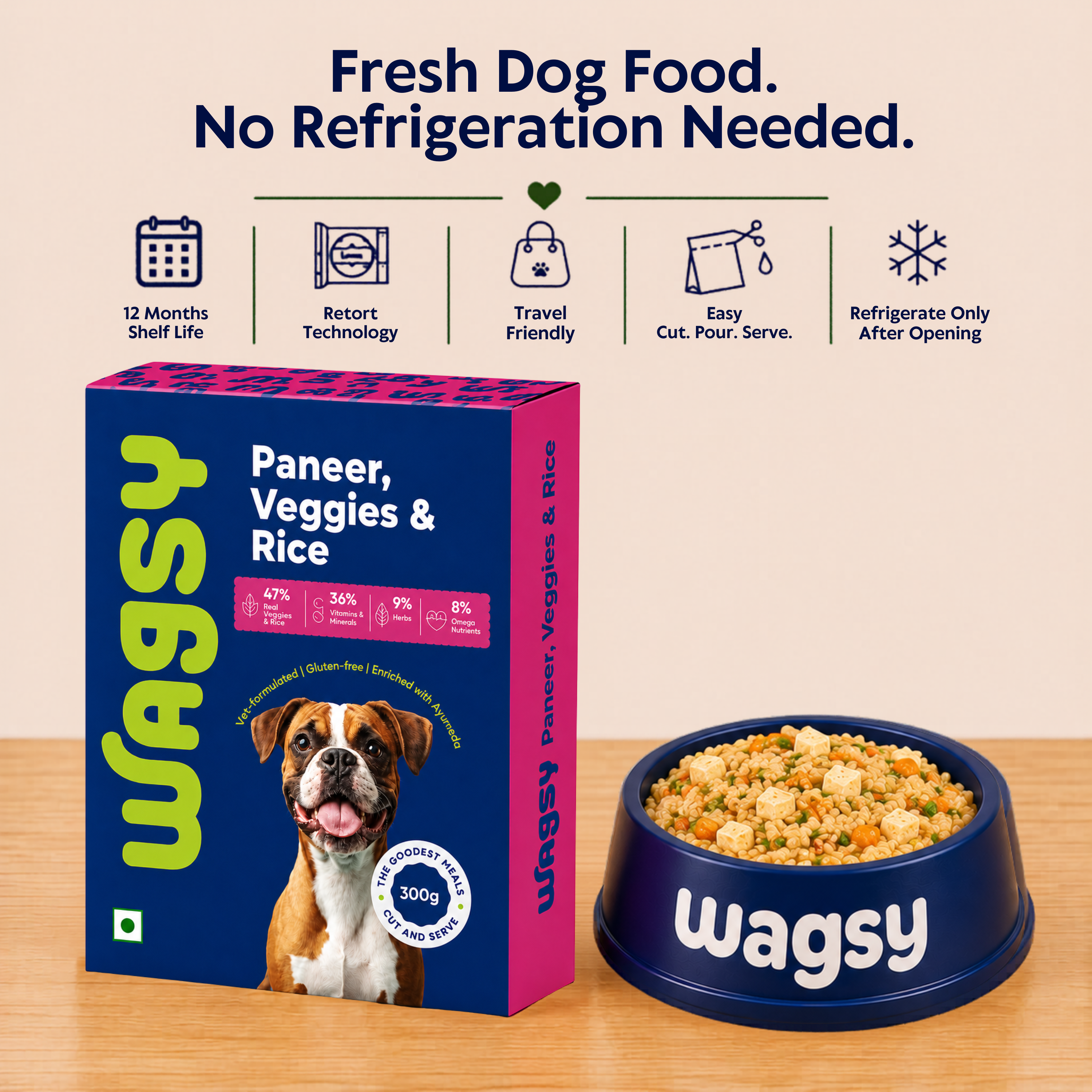 Paneer, Veggies & Rice | Healthy Fresh Vegetarian Dog Food